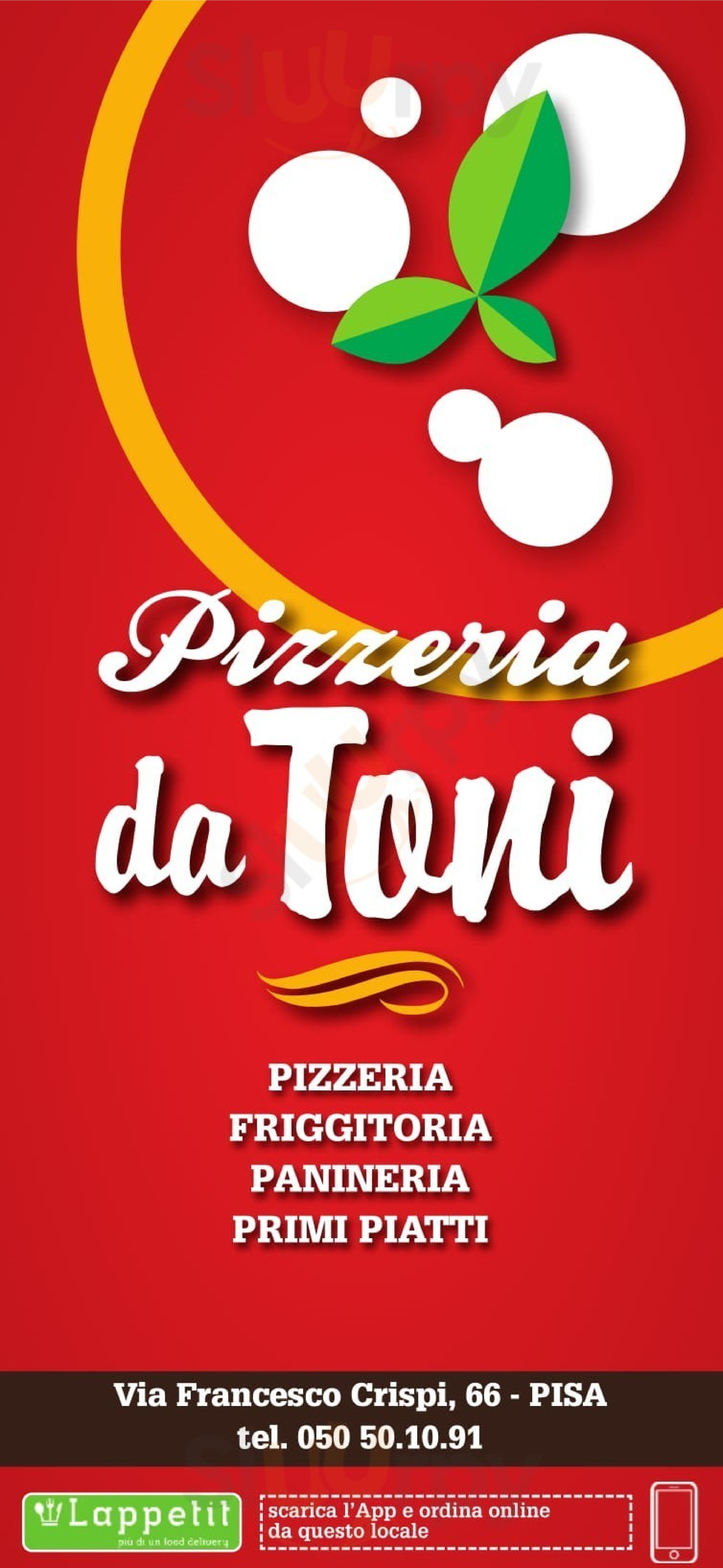 Pizzeria Da Toni Pisa menù 1 pagina