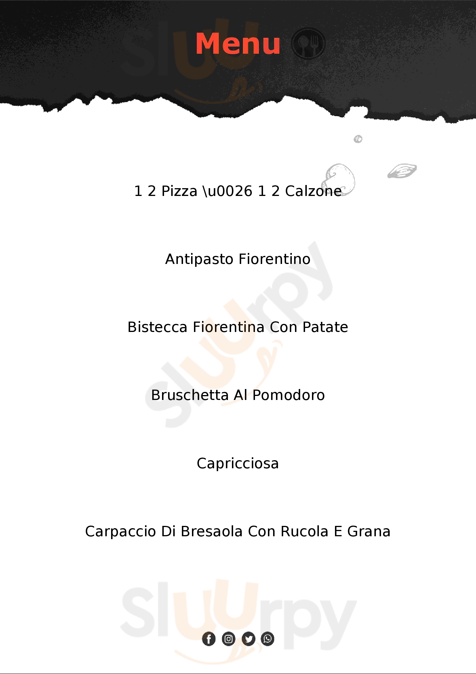 Pizzeria Dante Firenze menù 1 pagina