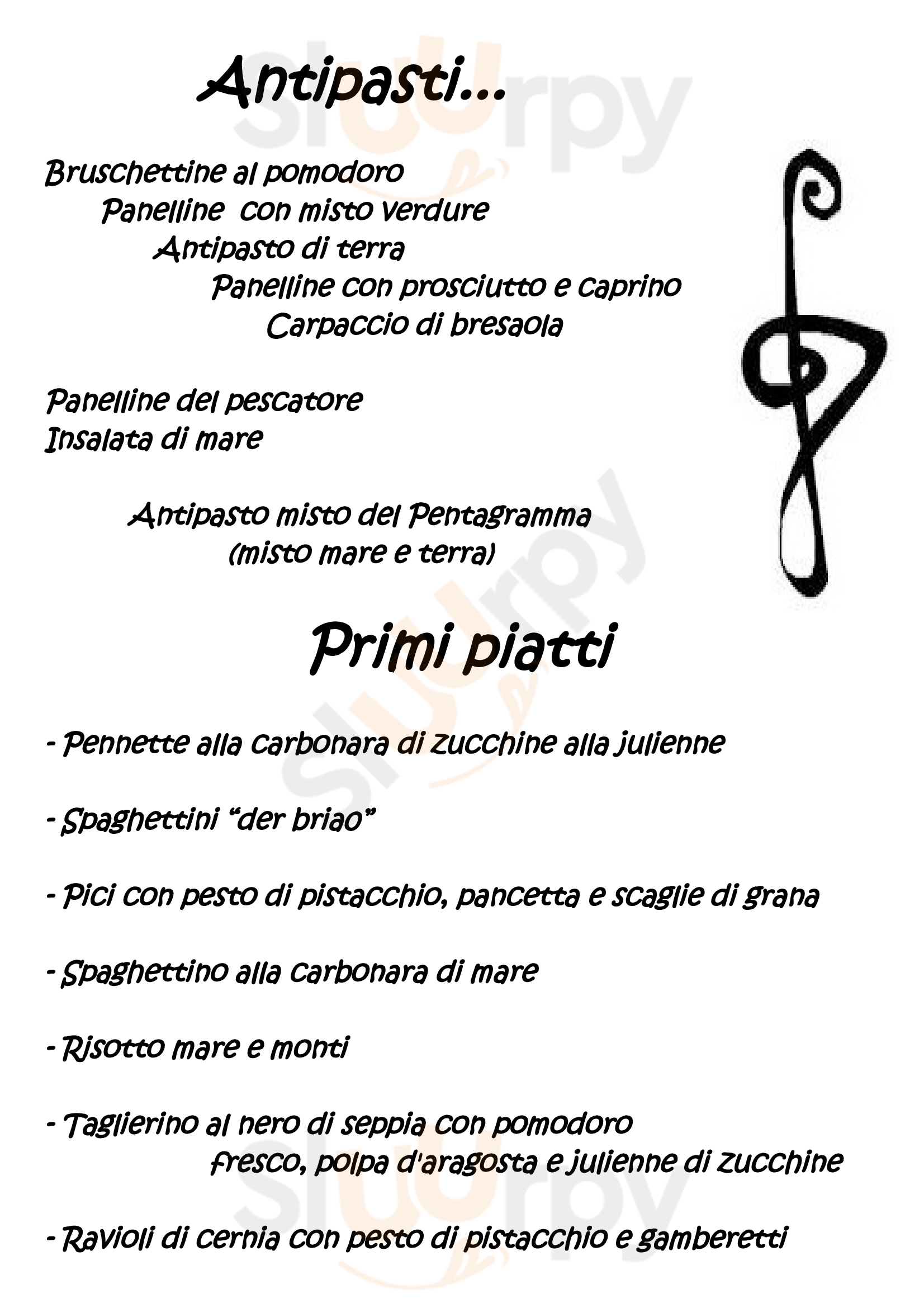 Vecchia Osteria Il Pentagramma Livorno menù 1 pagina