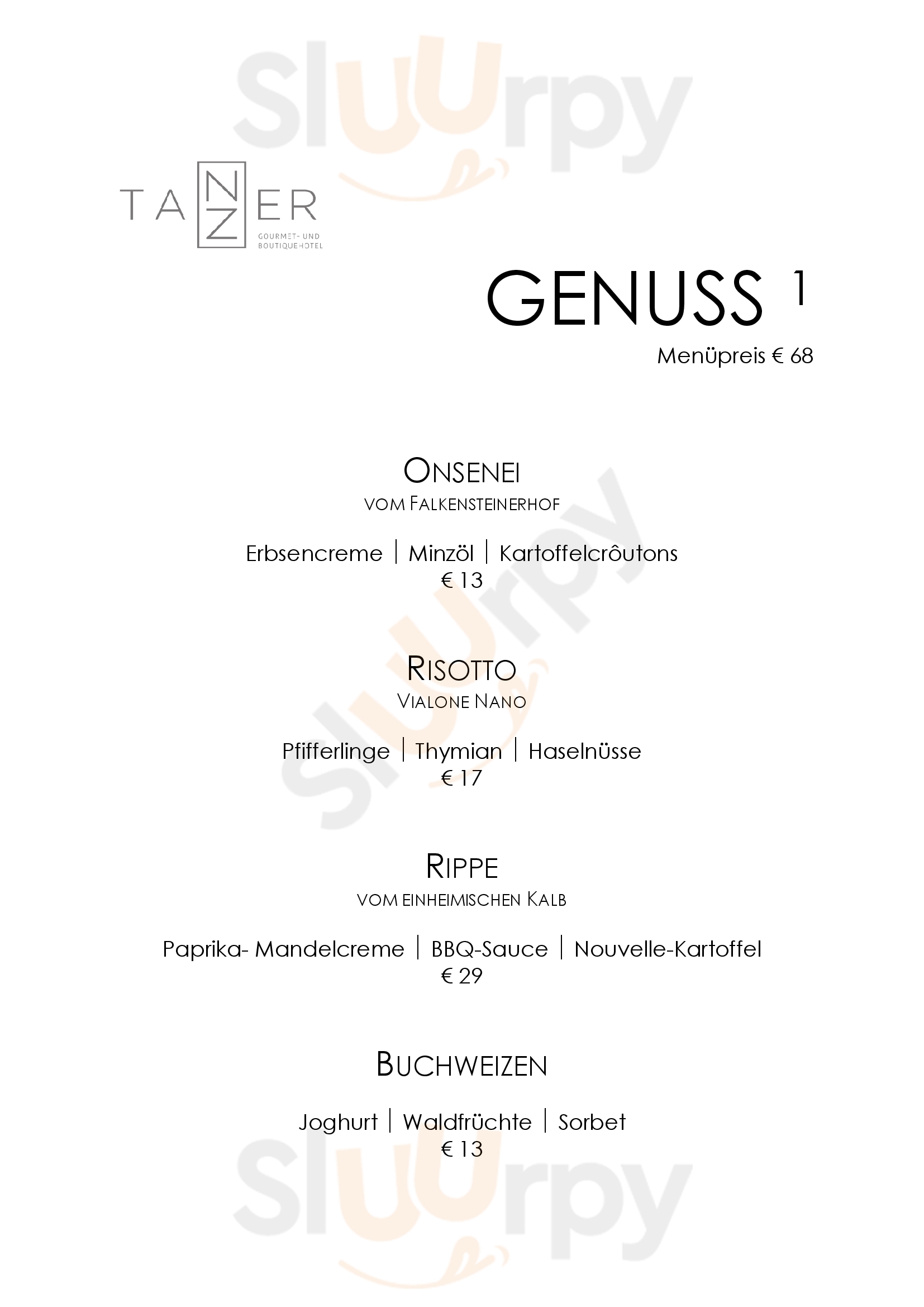 Restaurant Tanzer Falzes menù 1 pagina