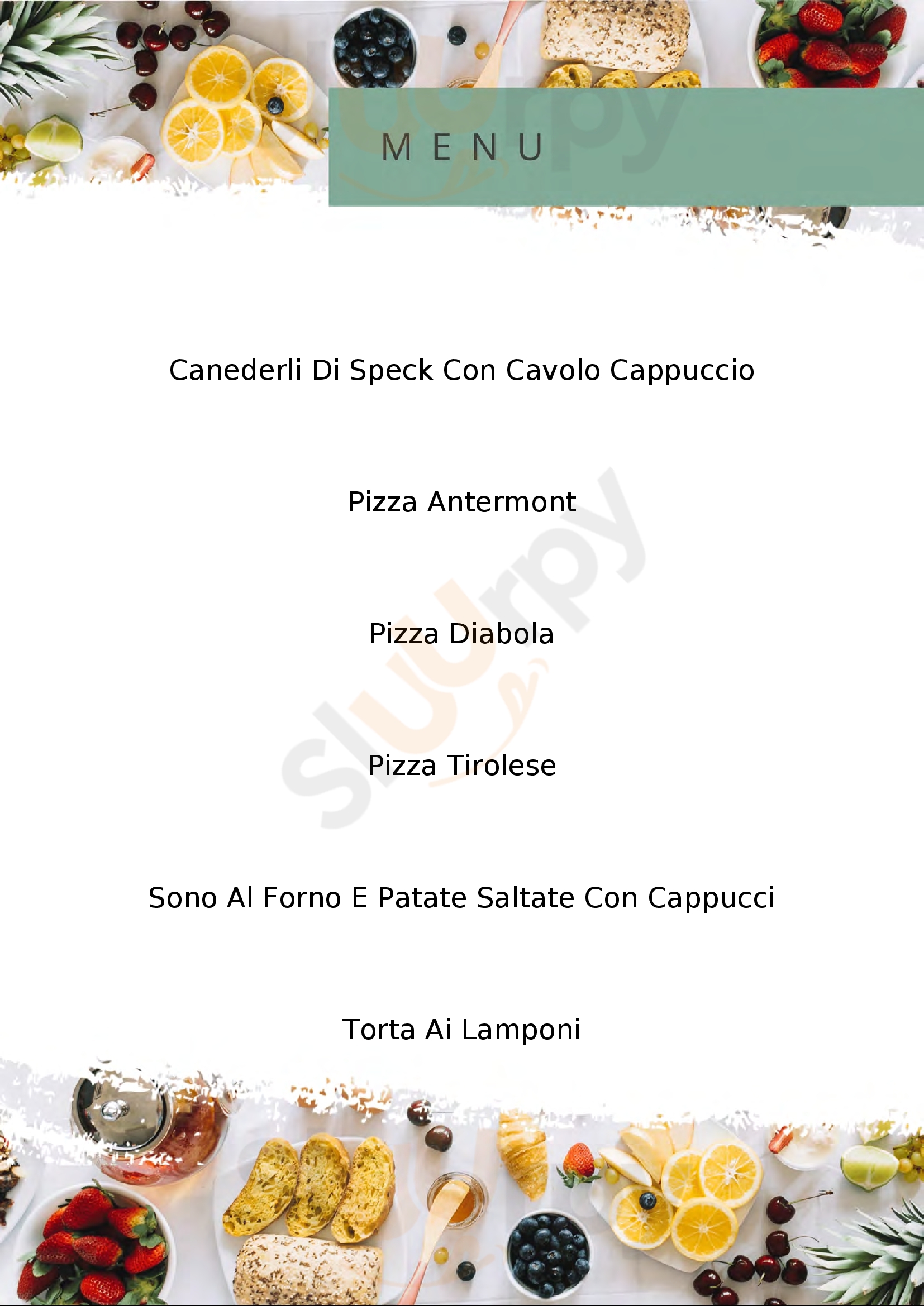 Bar-Restaurant-Pizzeria ANTERMONT Nova Levante menù 1 pagina
