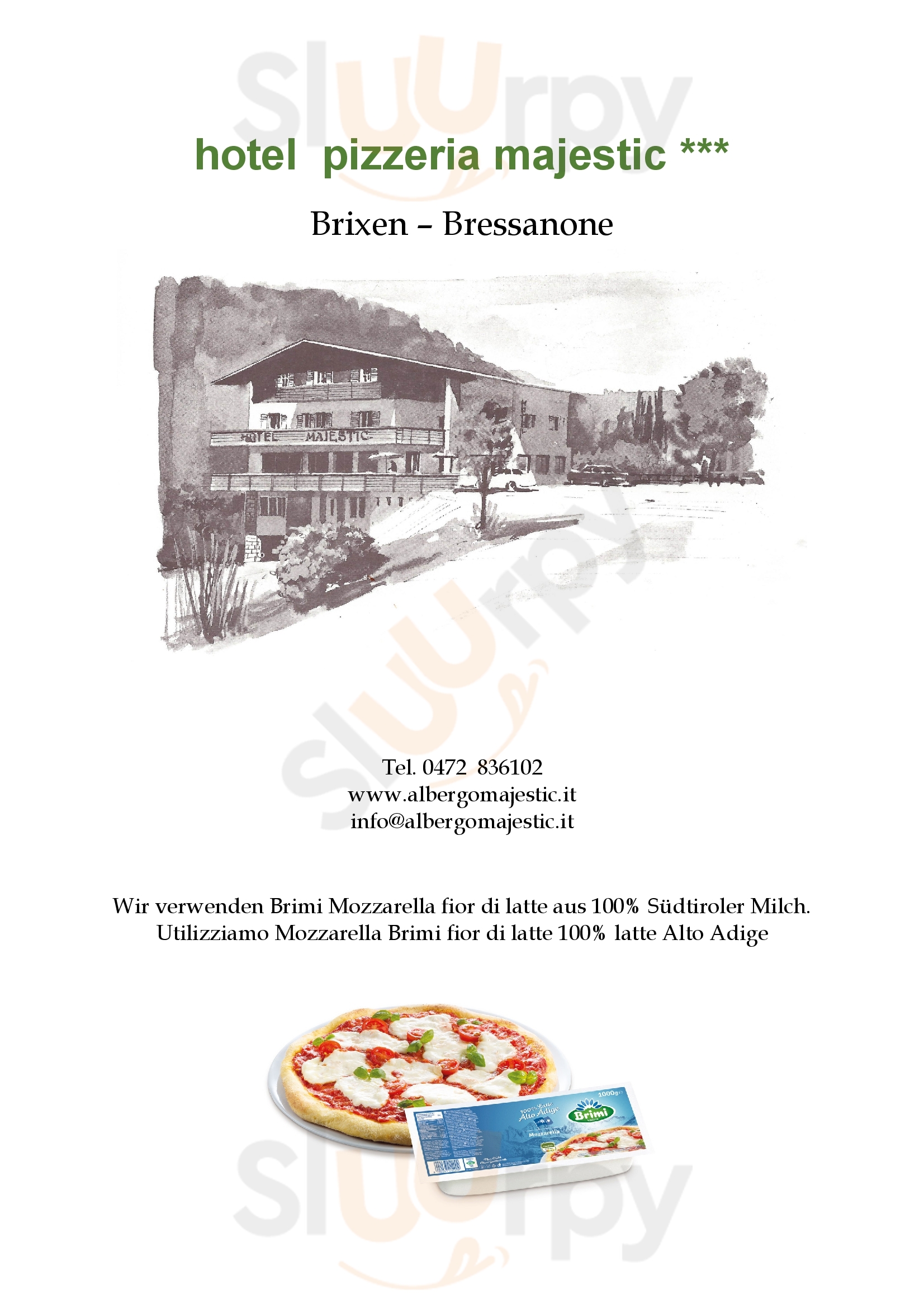 Pizzeria Majestic Bressanone menù 1 pagina