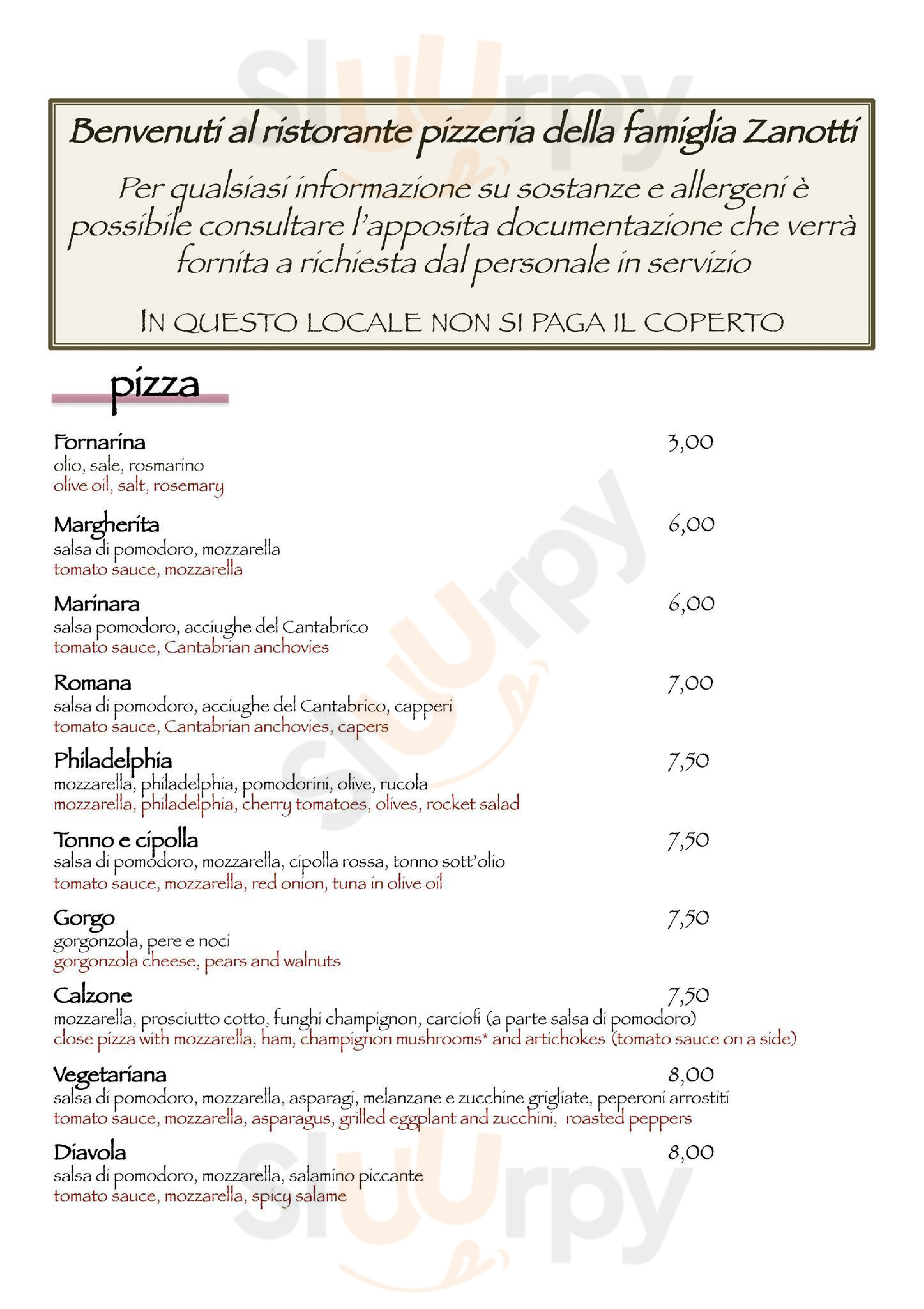 Pizza-Pasta-Grill-Millennium Predazzo menù 1 pagina