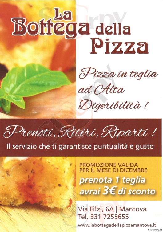 LA BOTTEGA DELLA PIZZA Mantova menù 1 pagina