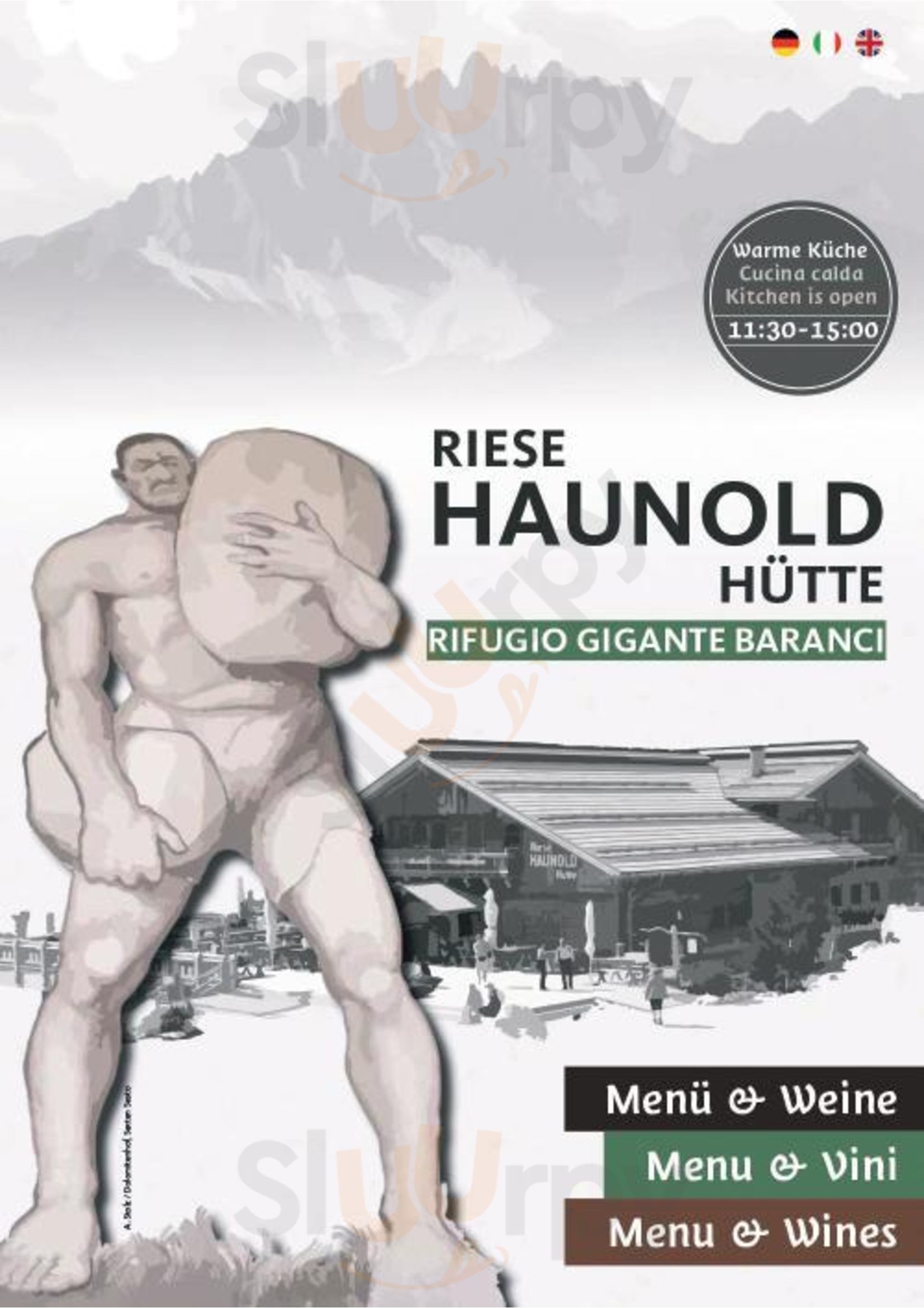 Rifugio Gigante Baranci Dobbiaco menù 1 pagina