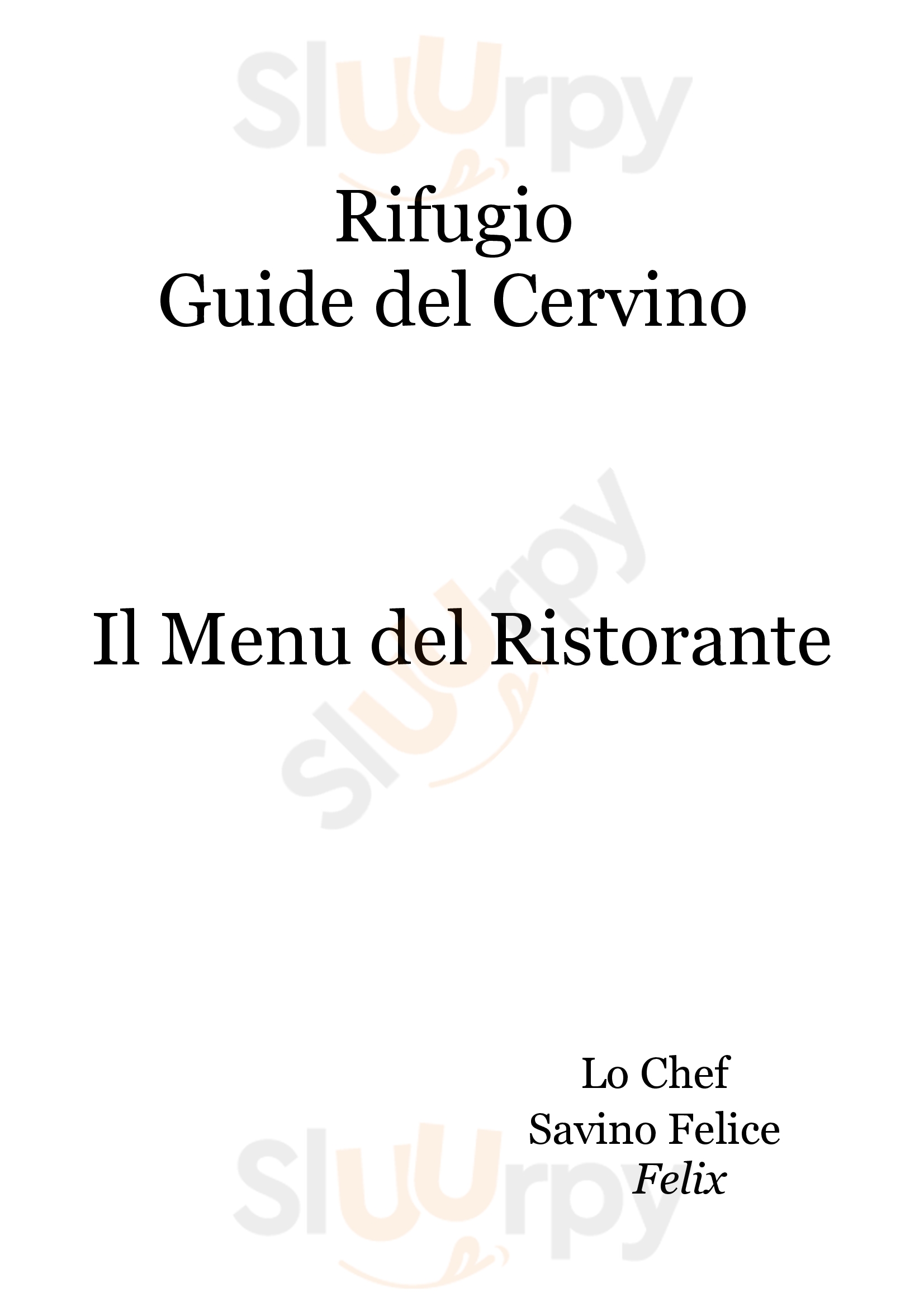 Rifugio Guide del Cervino Valtournenche menù 1 pagina