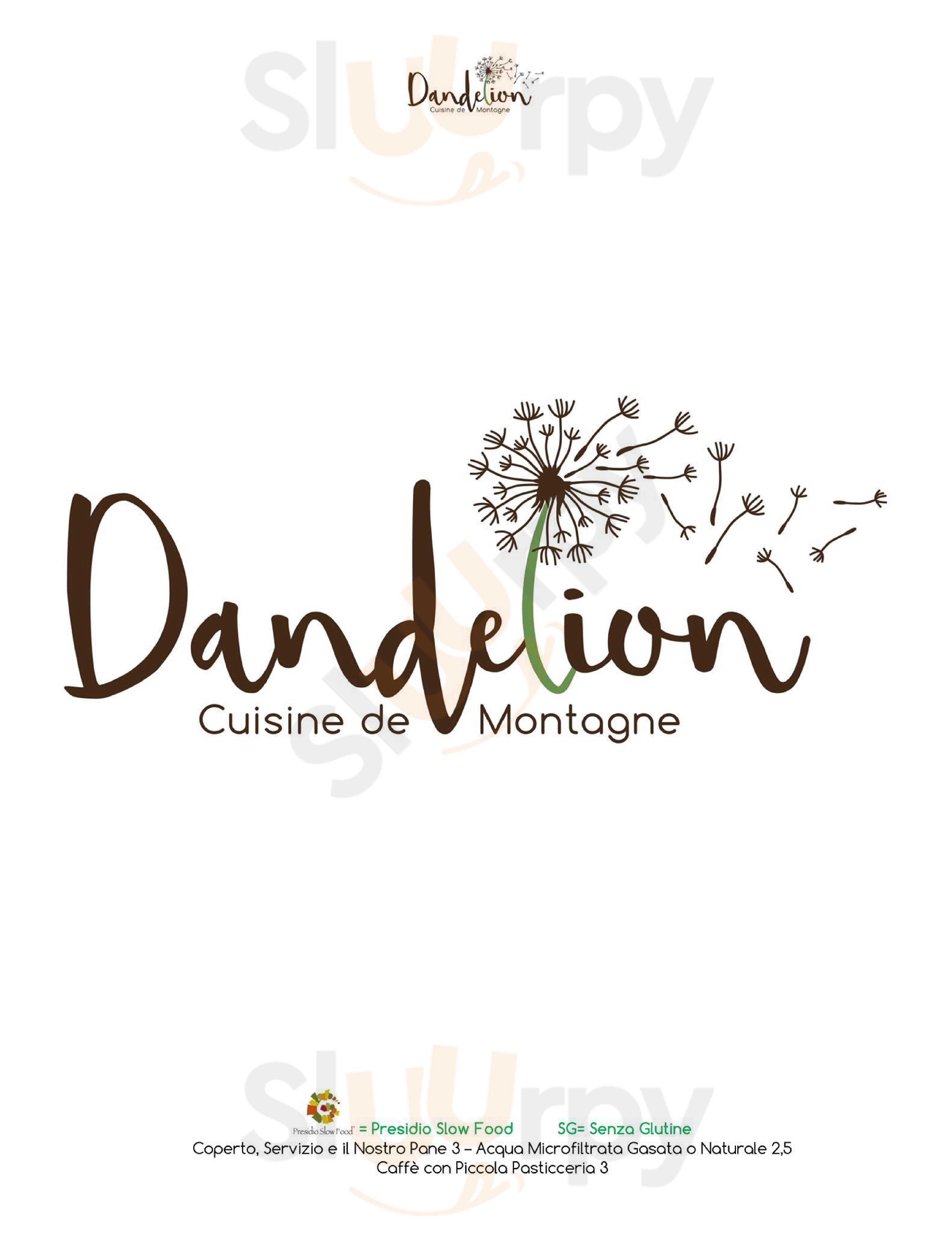 Dandelion Cuisine de Montagne Courmayeur menù 1 pagina