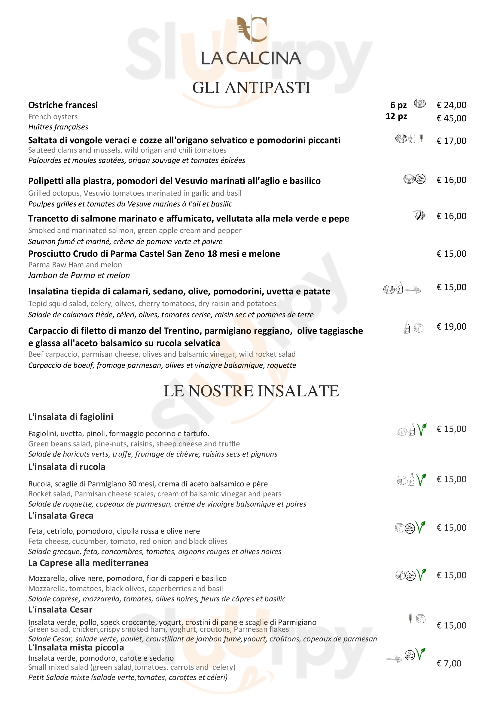 Ristorante La Calcina Venezia menù 1 pagina