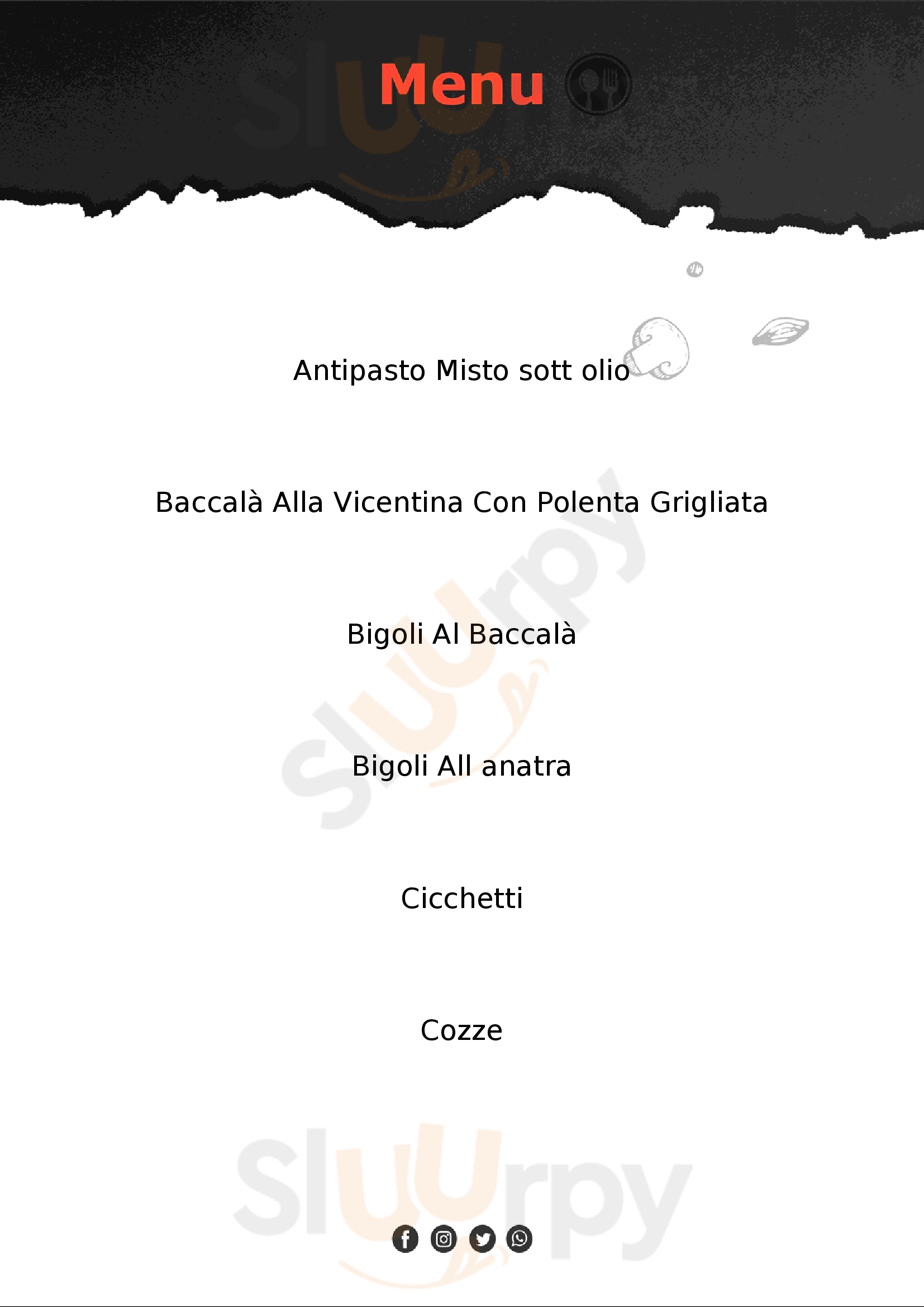 Osteria al Cursore Vicenza menù 1 pagina