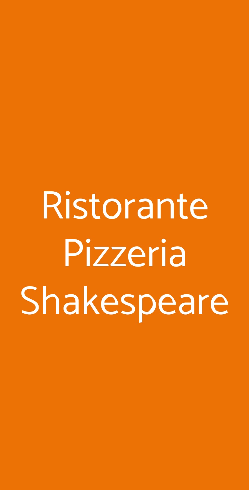 Ristorante Pizzeria Shakespeare Verona menù 1 pagina