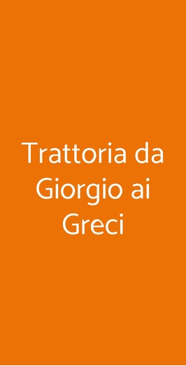 Trattoria Da Giorgio Ai Greci, Venezia