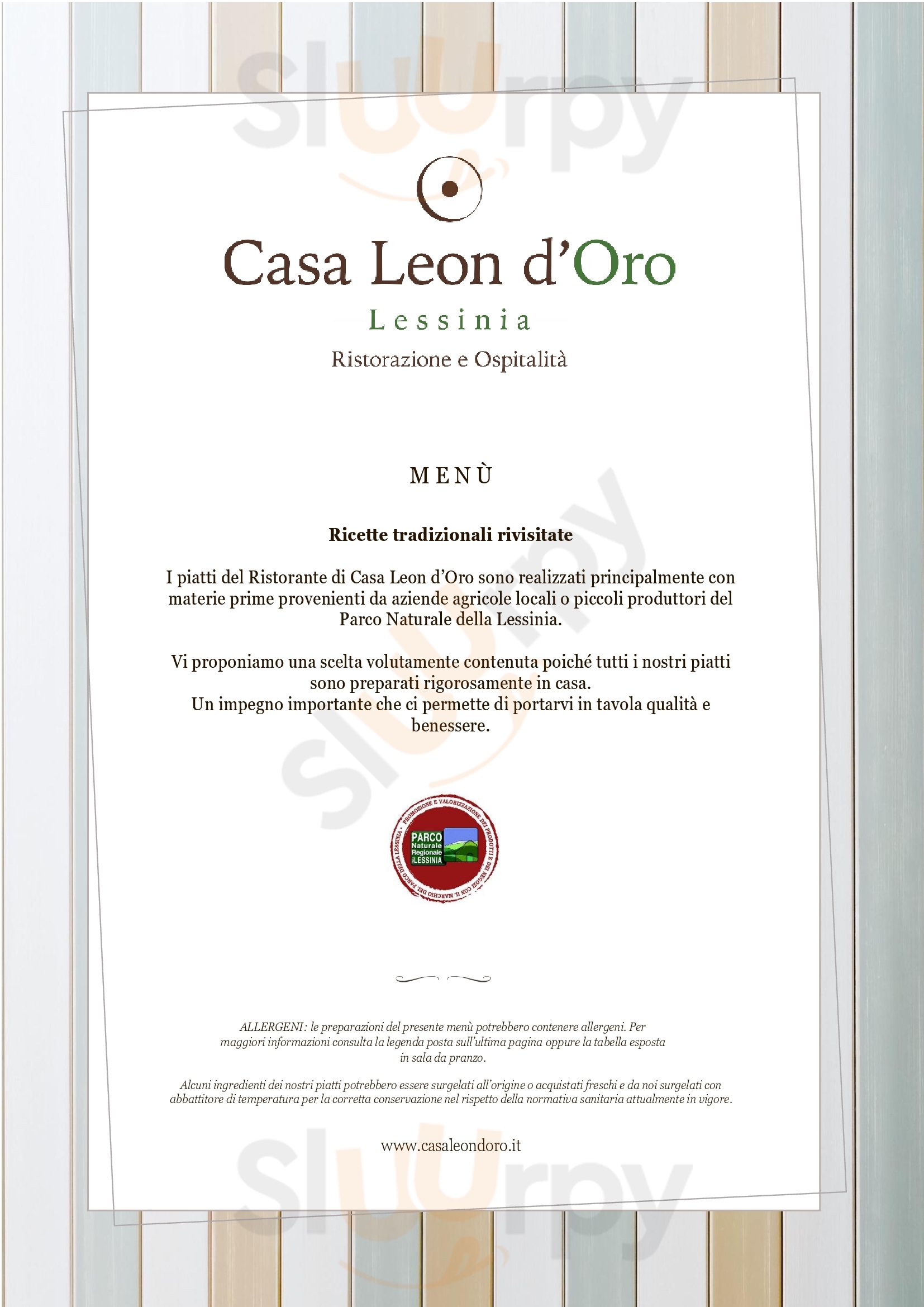 Casa Leon d'Oro Bosco Chiesanuova menù 1 pagina