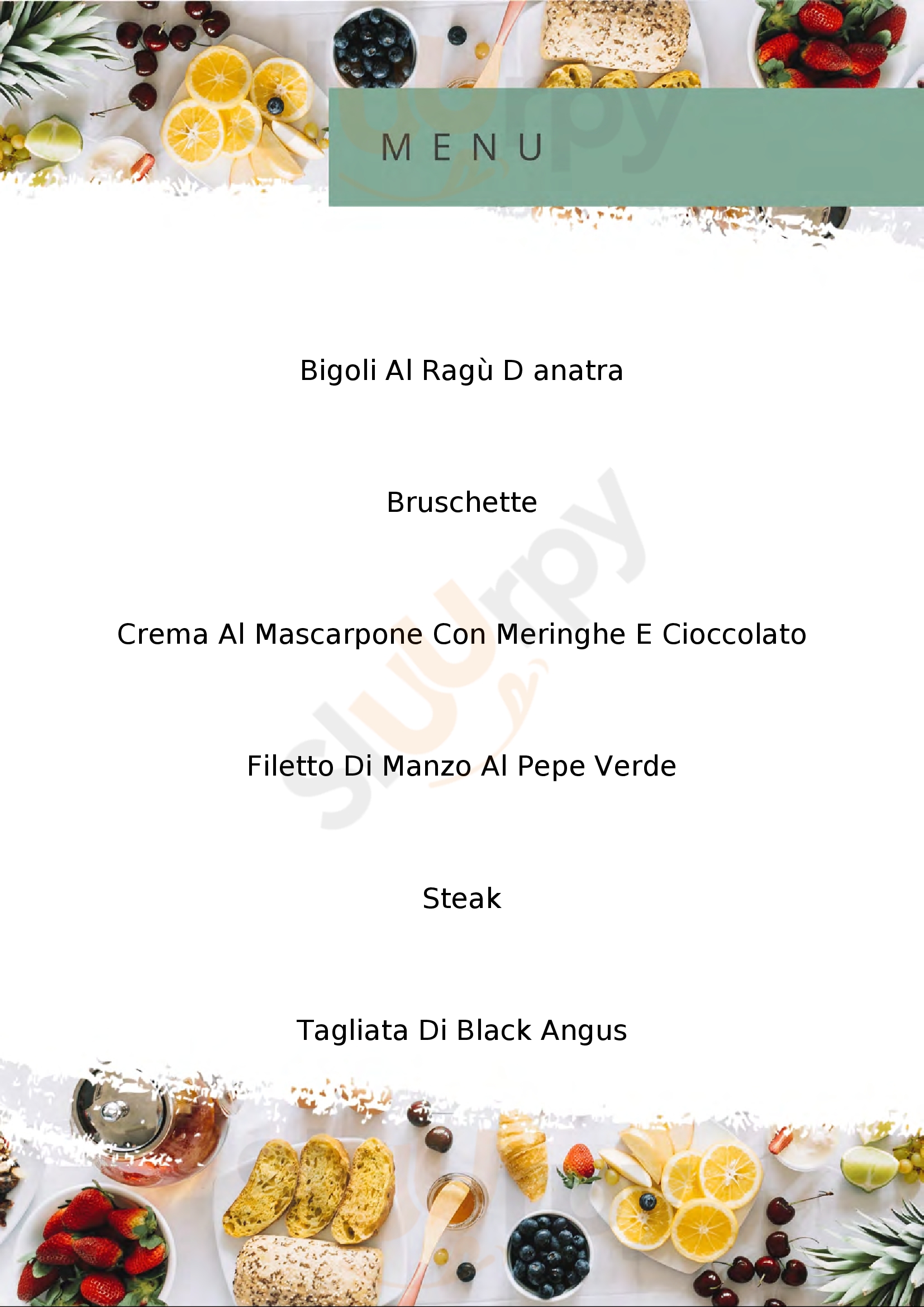 Ristorante Baco da Seta Mestre menù 1 pagina