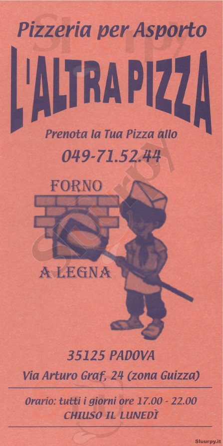 L'ALTRA PIZZA Padova menù 1 pagina