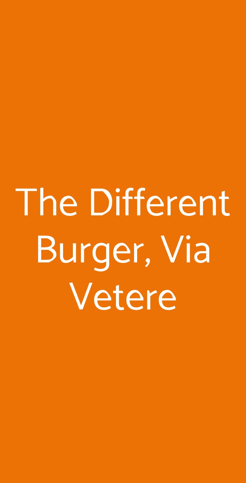 The Different Burger, Via Vetere Milano menù 1 pagina