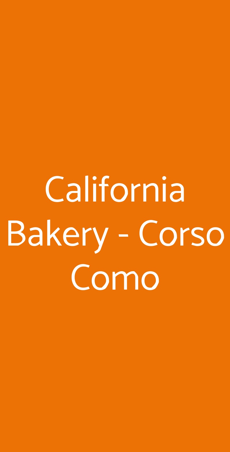 California Bakery - Corso Como Milano menù 1 pagina