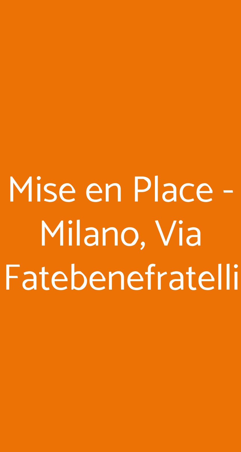 Mise en Place - Milano, Via Fatebenefratelli Milano menù 1 pagina