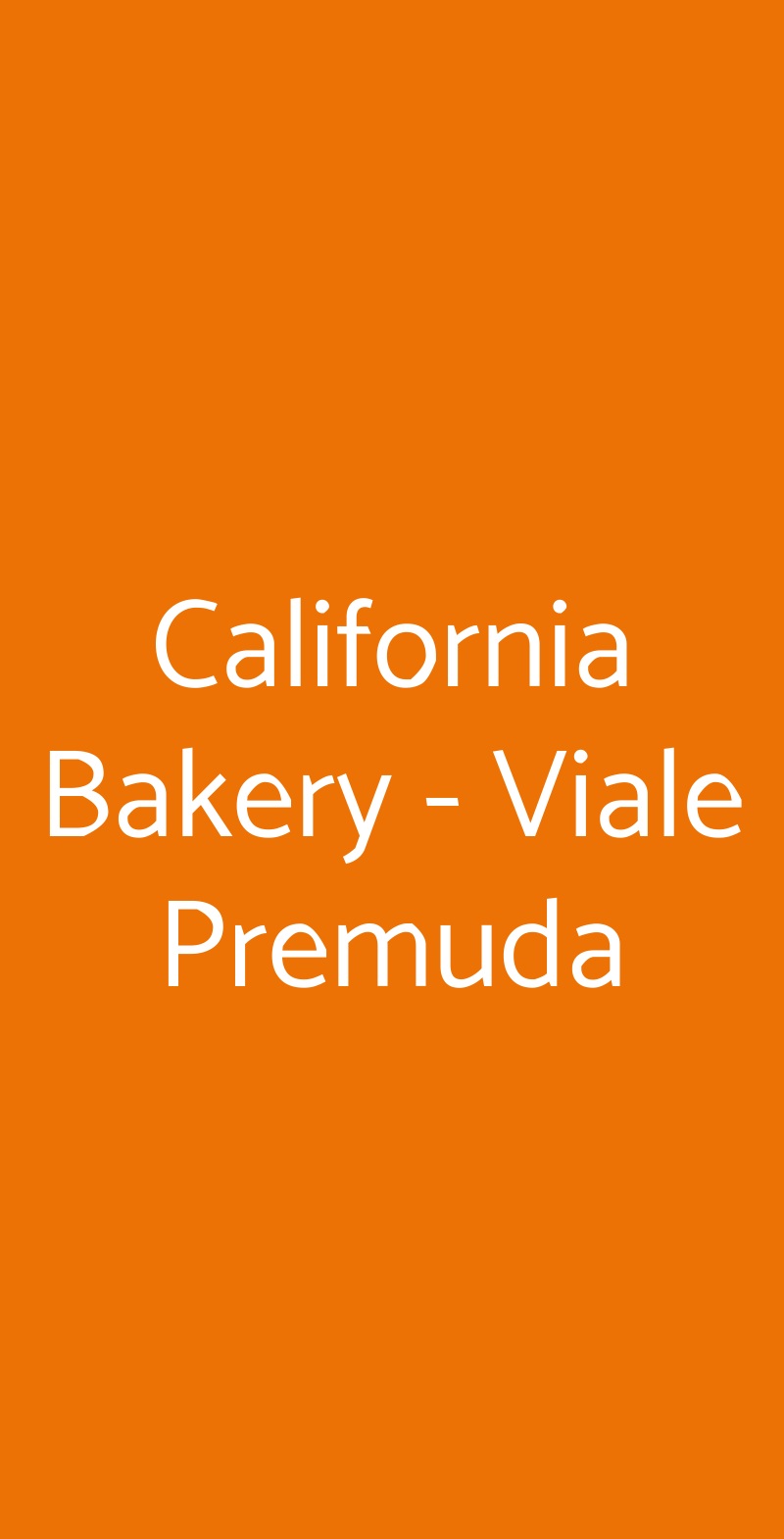 California Bakery - Viale Premuda Milano menù 1 pagina