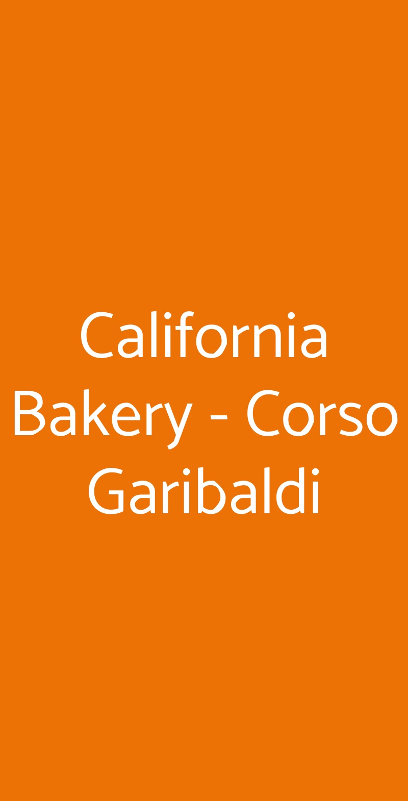 California Bakery - Corso Garibaldi Milano menù 1 pagina
