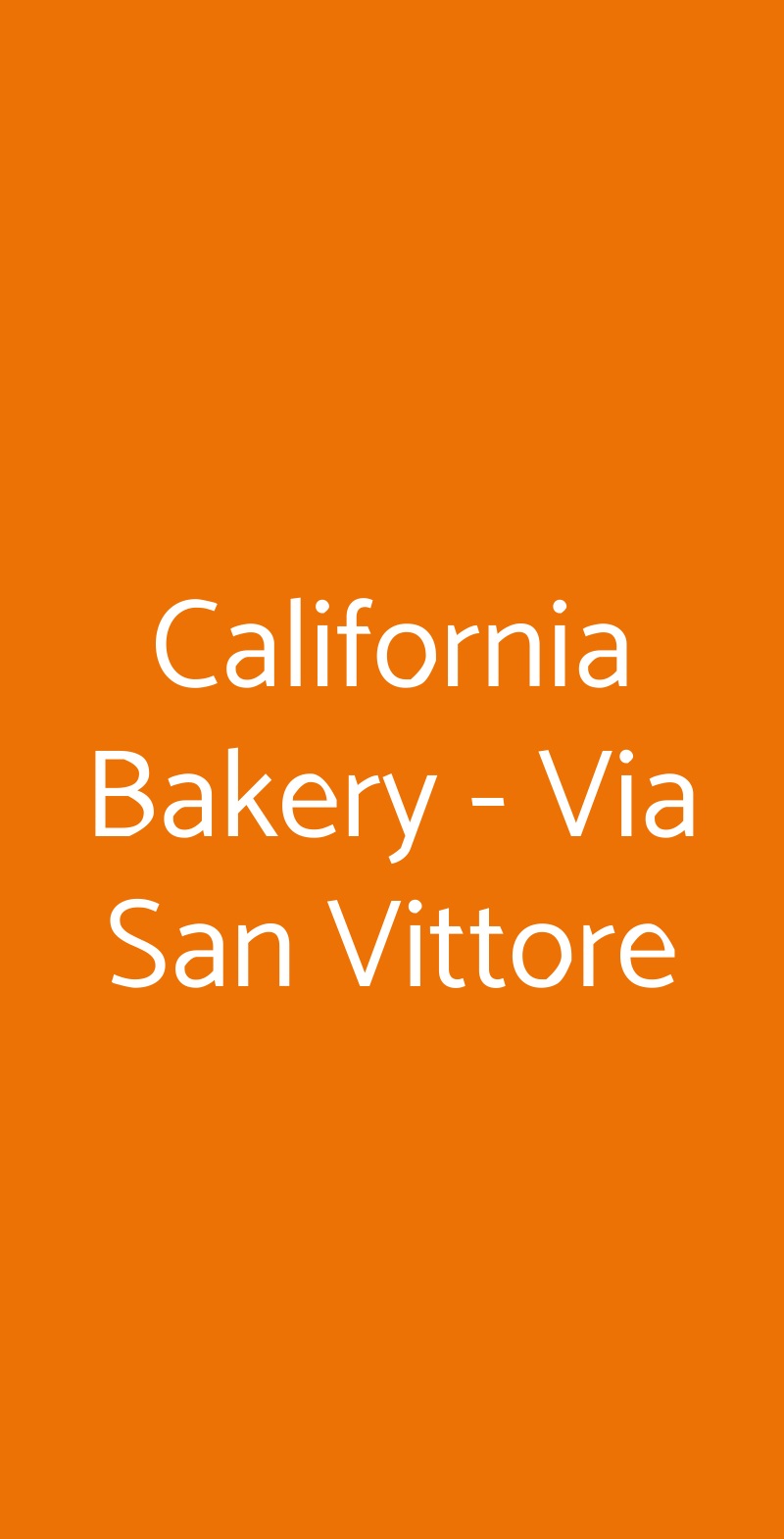 California Bakery - Via San Vittore Milano menù 1 pagina