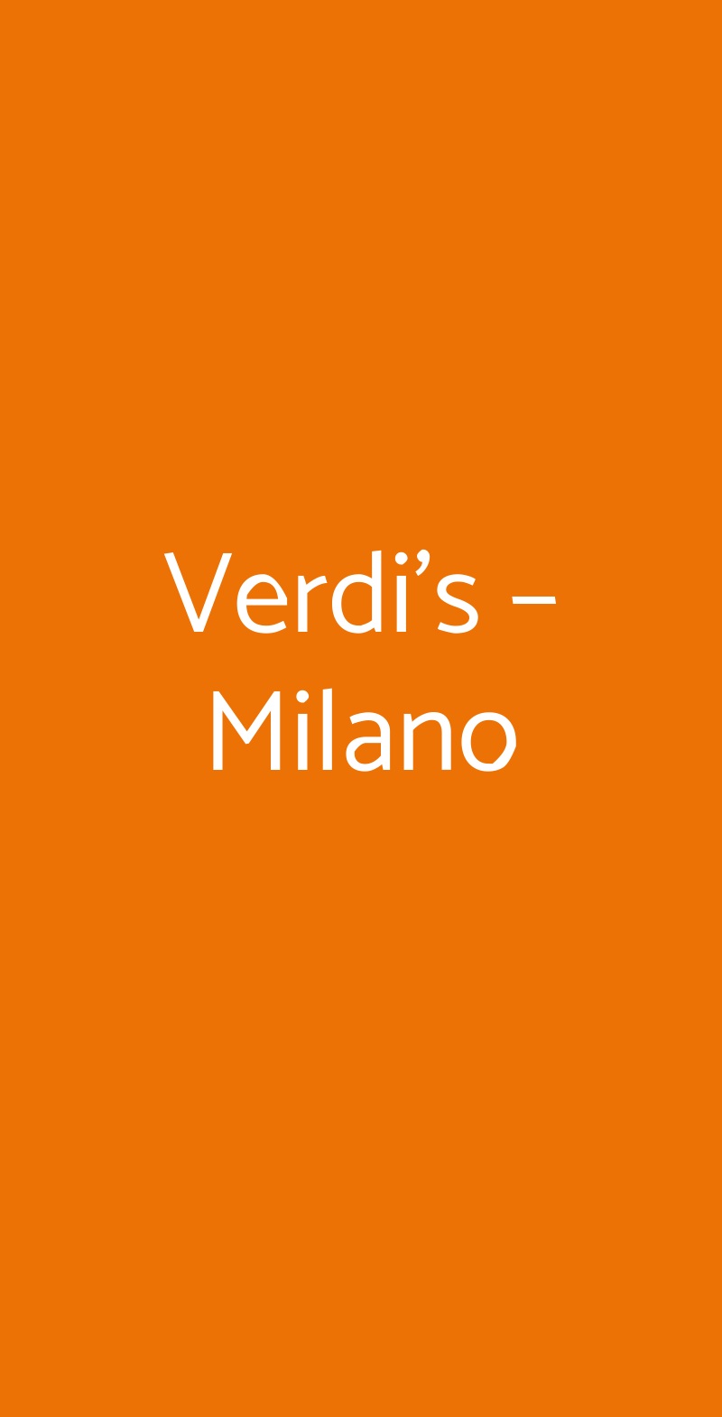 Verdi's – Milano Milano menù 1 pagina