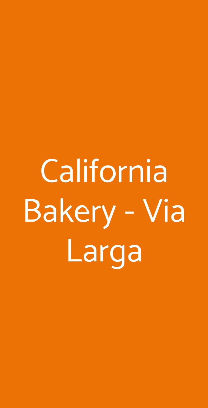 California Bakery - Via Larga Milano menù 1 pagina