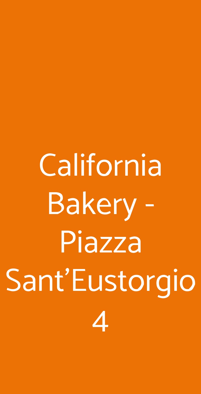 California Bakery - Piazza Sant'Eustorgio 4 Milano menù 1 pagina