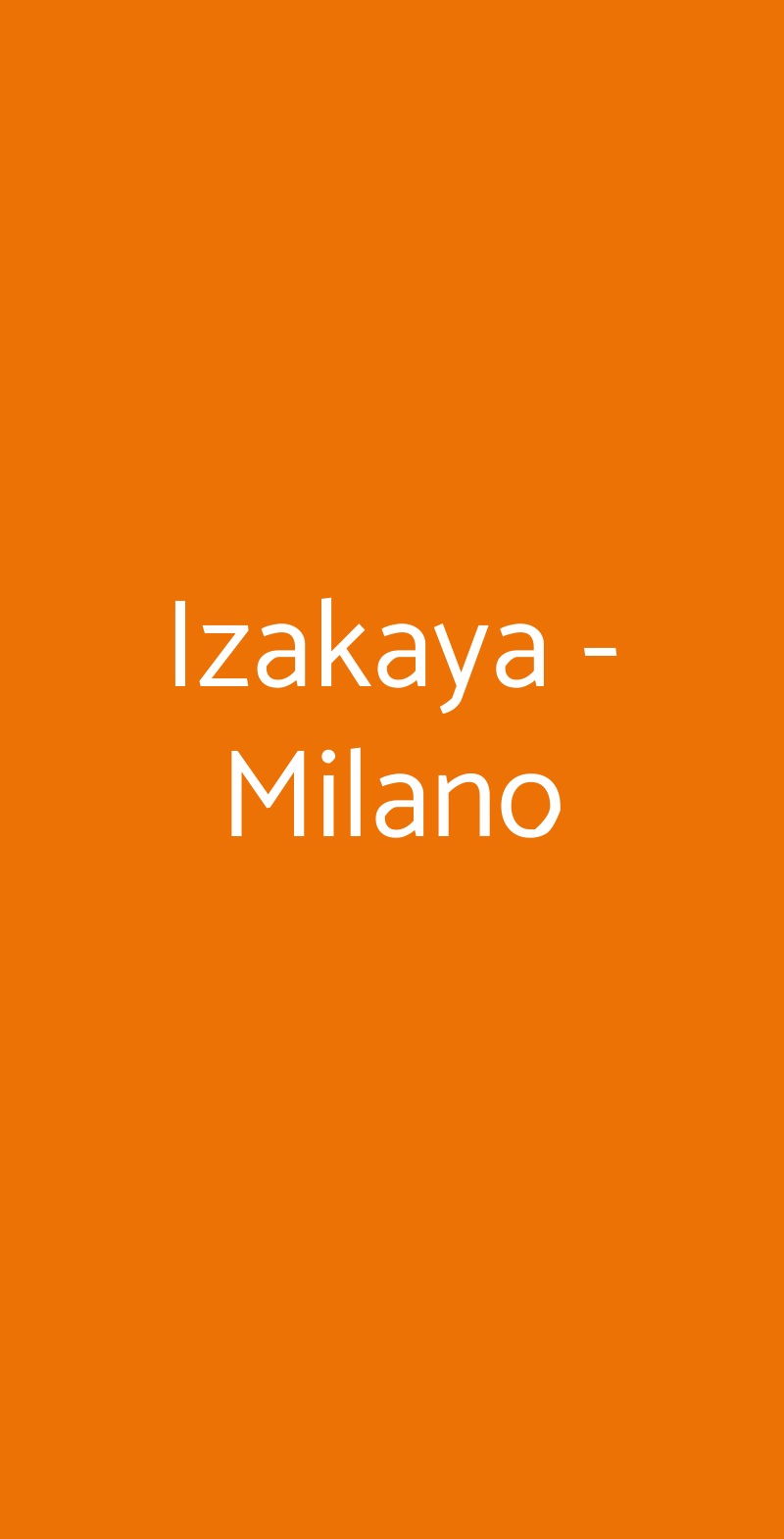 Izakaya - Milano Milano menù 1 pagina