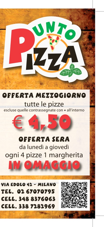 Punto pizza Milano menù 1 pagina