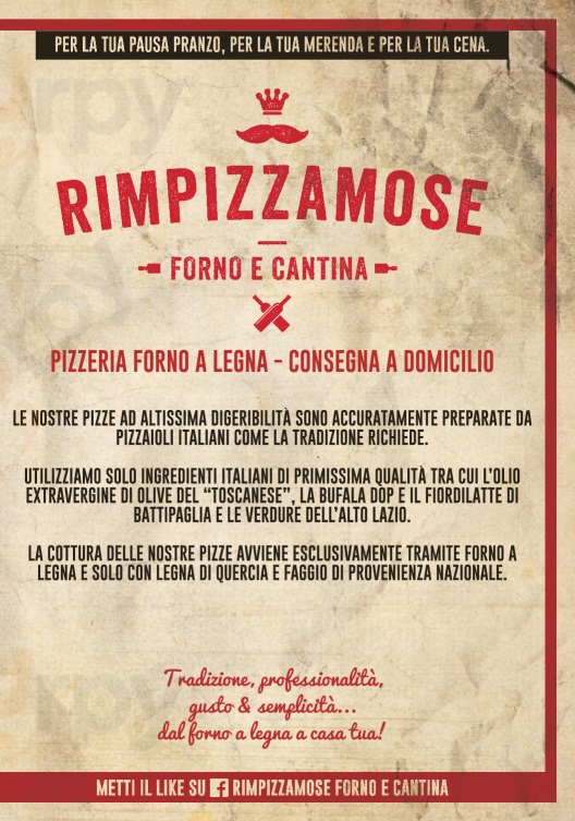 Rimpizzamose Forno e Cantina - Gregorio VII Roma menù 1 pagina