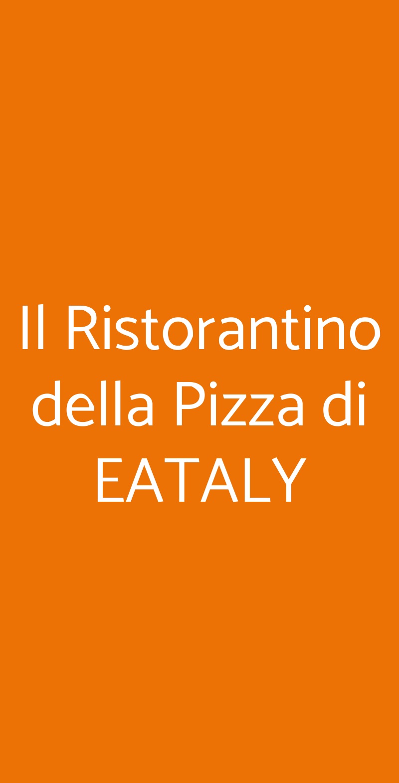 Il Ristorantino della Pizza di EATALY Roma menù 1 pagina