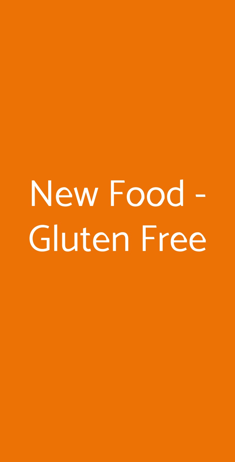 New Food - Gluten Free Roma menù 1 pagina