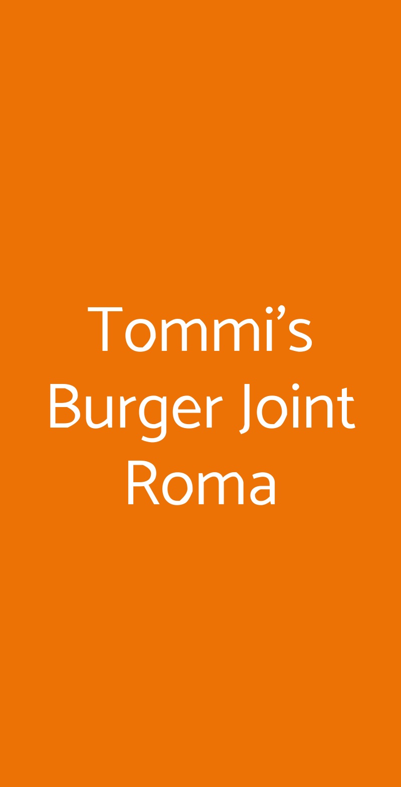 Tommi's Burger Joint Roma Roma menù 1 pagina