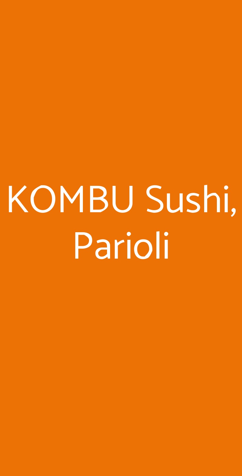 KOMBU Sushi, Parioli Roma menù 1 pagina