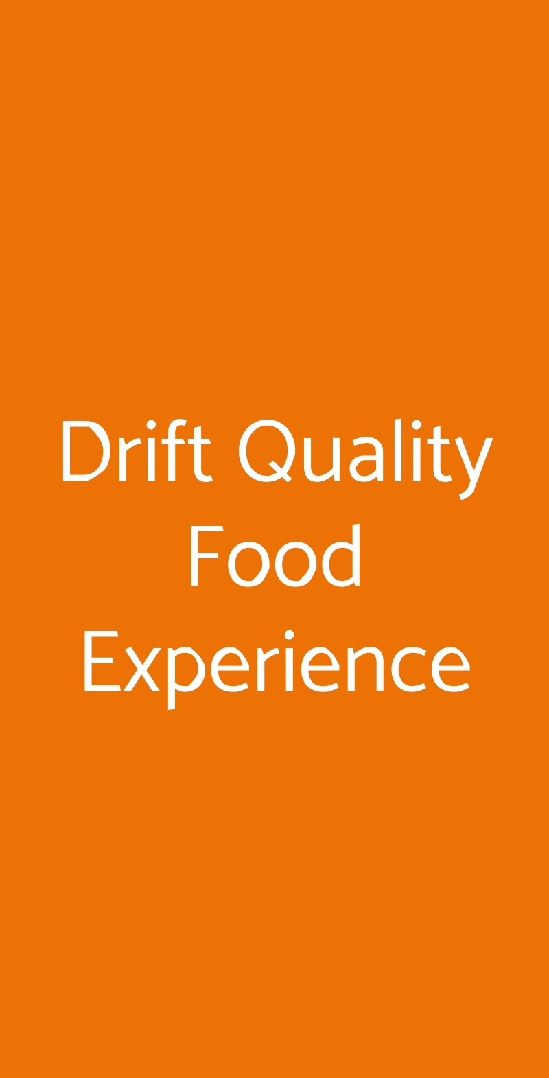 Drift Quality Food Experience Roma menù 1 pagina