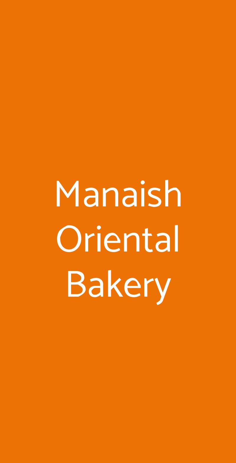 Manaish Oriental Bakery Roma menù 1 pagina