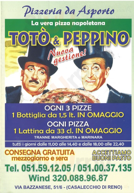 Totò & Peppino Casalecchio di Reno menù 1 pagina