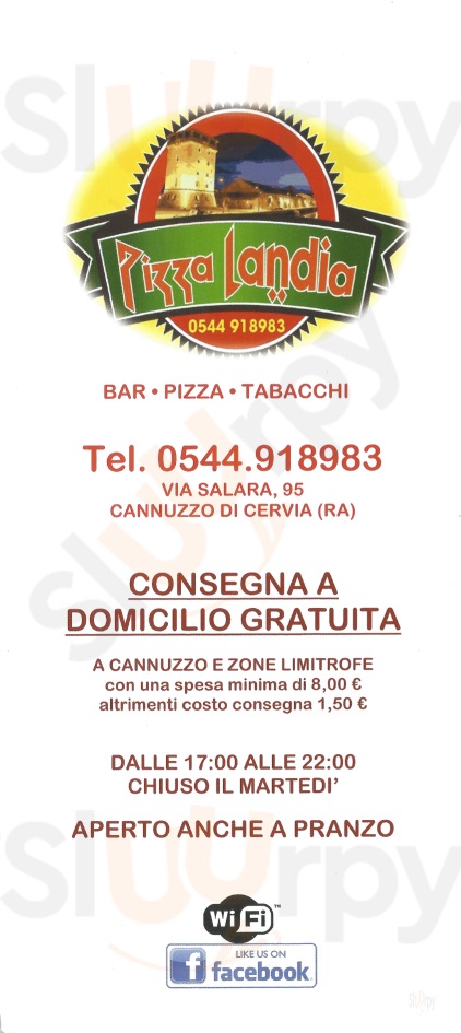 Pizza Landia Cervia menù 1 pagina