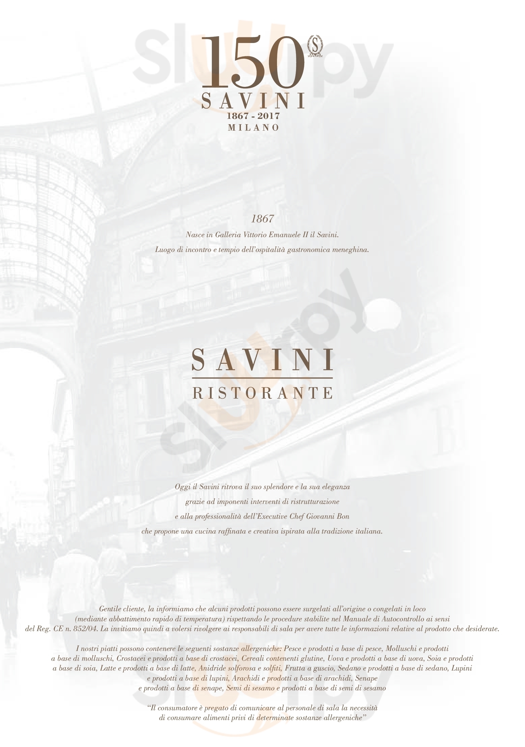 Savini Ristorante Milano menù 1 pagina