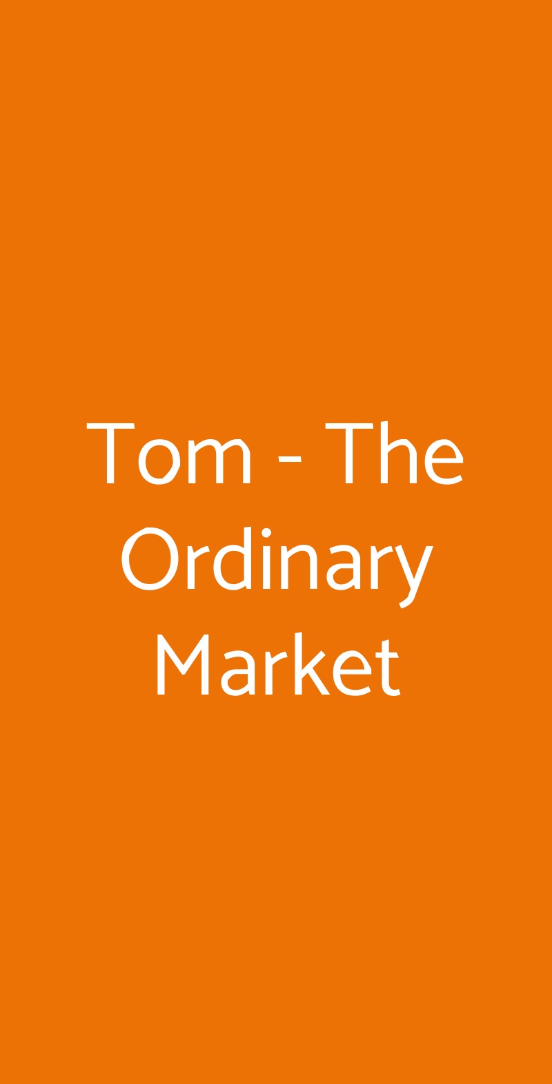 Tom - The Ordinary Market Milano menù 1 pagina