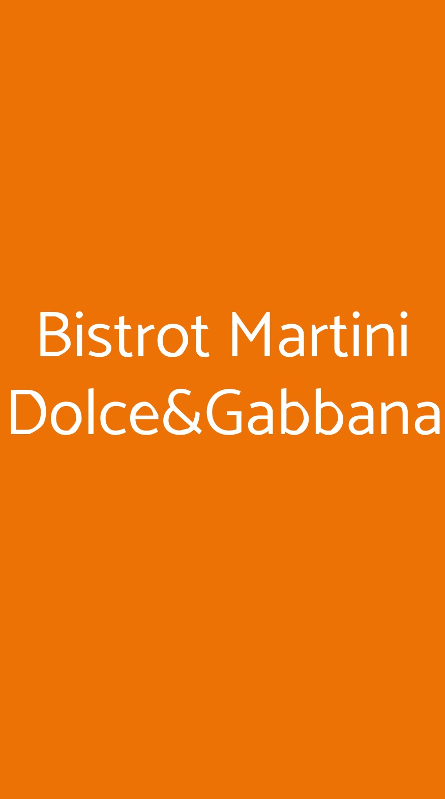 Bistrot Martini Dolce&Gabbana Milano menù 1 pagina