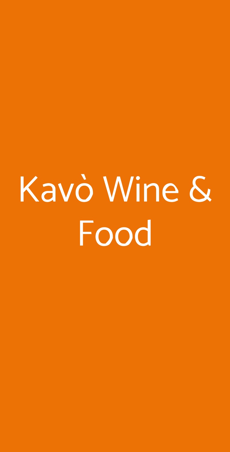 Kavò Wine & Food Firenze menù 1 pagina