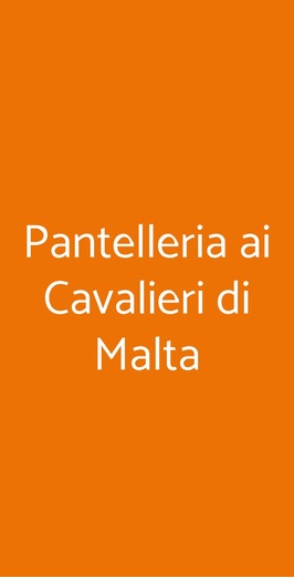 Pantelleria Ai Cavalieri Di Malta, Palermo