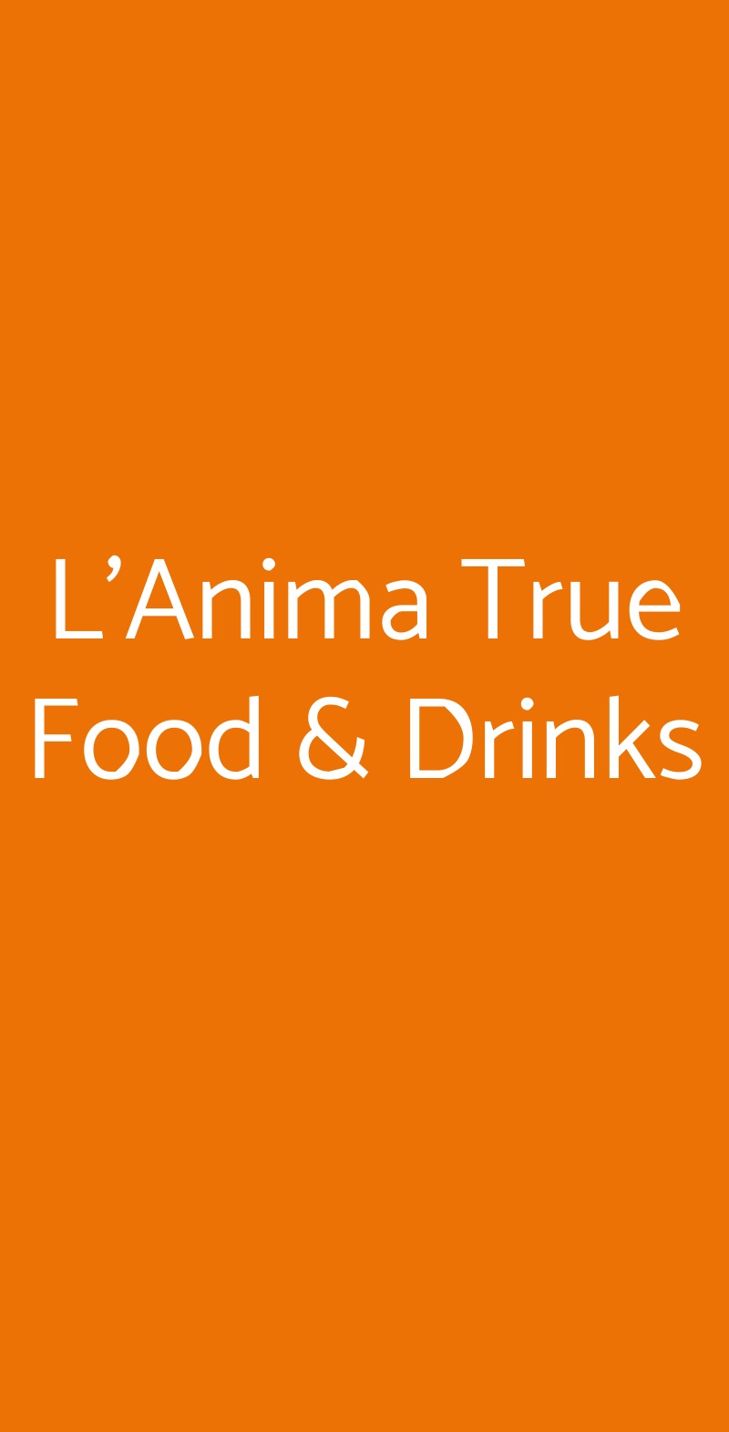 L'Anima True Food & Drinks Milano menù 1 pagina