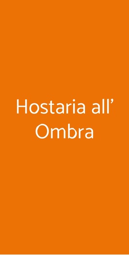 Hostaria All' Ombra, Venezia