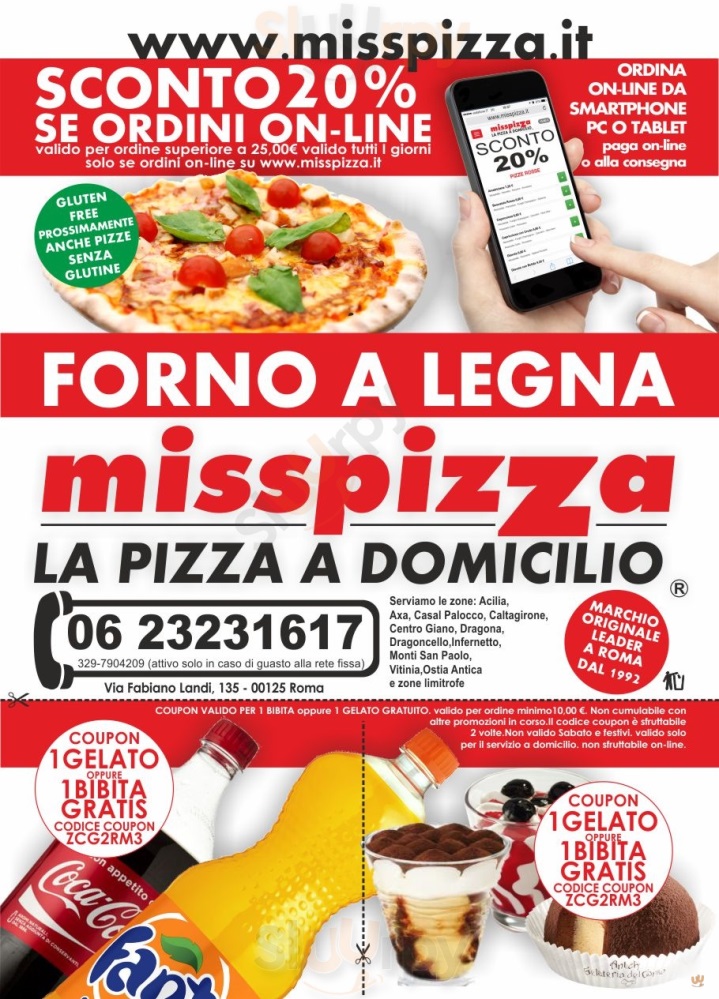 Miss Pizza - Acilia Roma menù 1 pagina