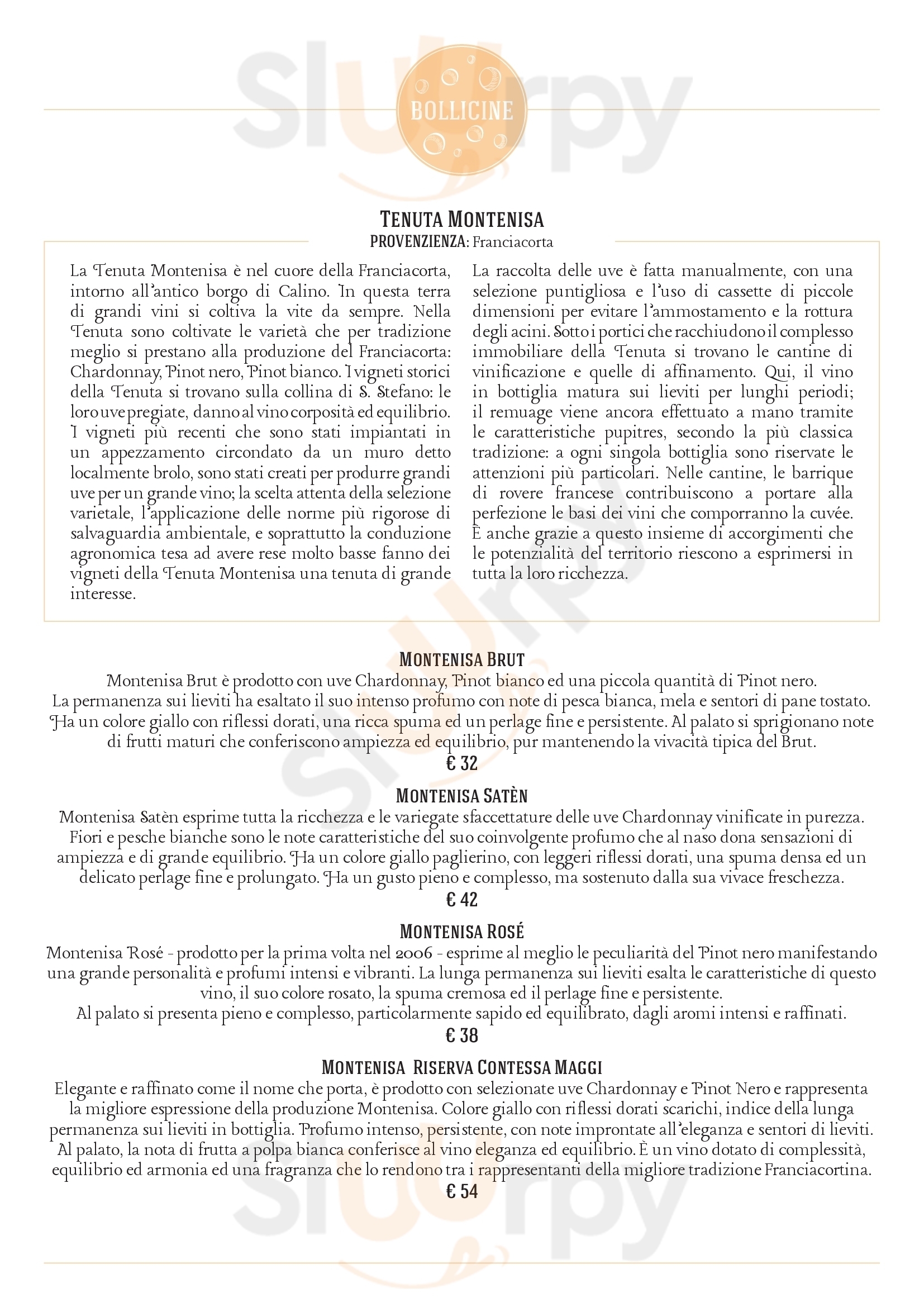 Soho Restaurant Genova menù 1 pagina