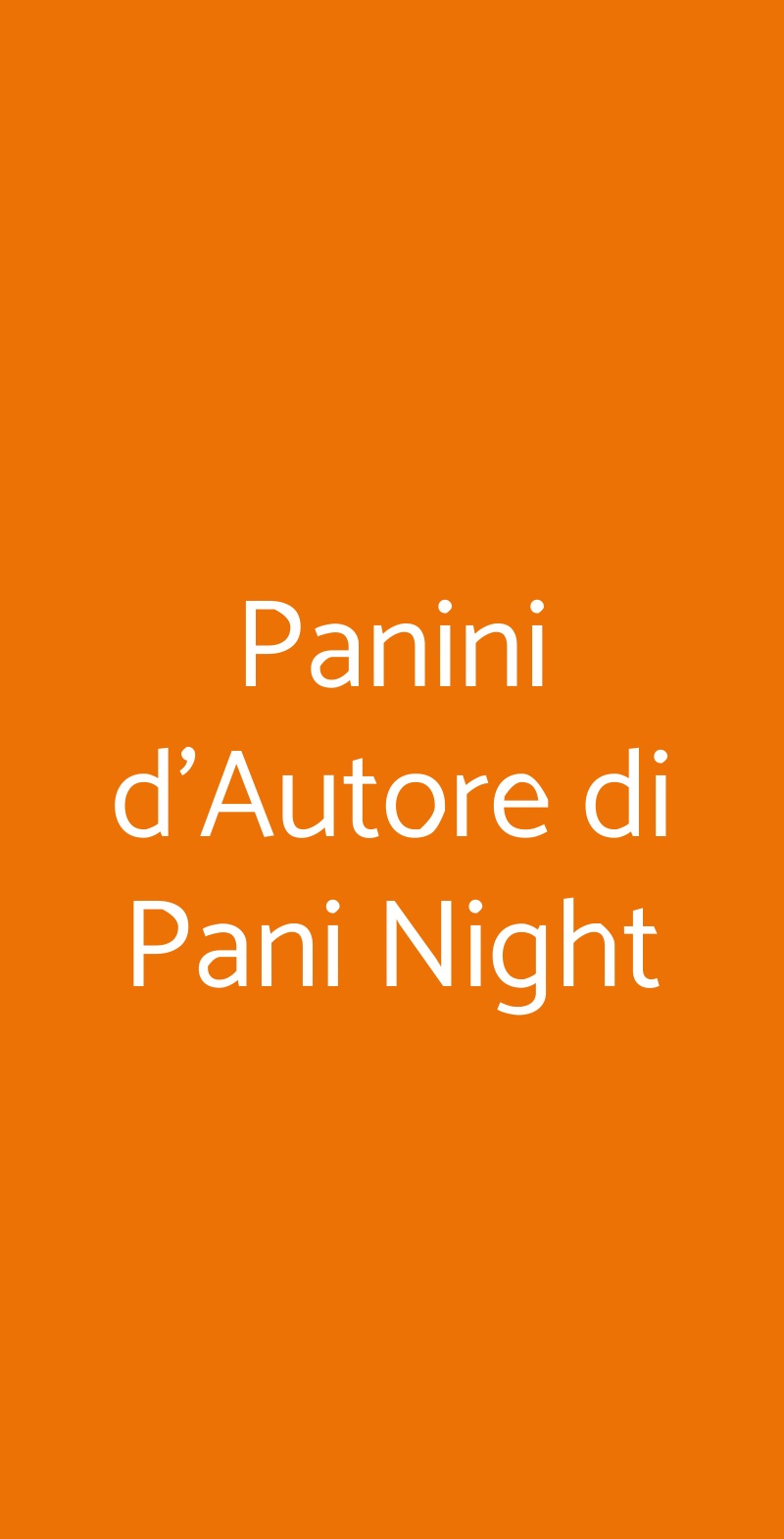 Panini d'Autore di Pani Night Roma menù 1 pagina