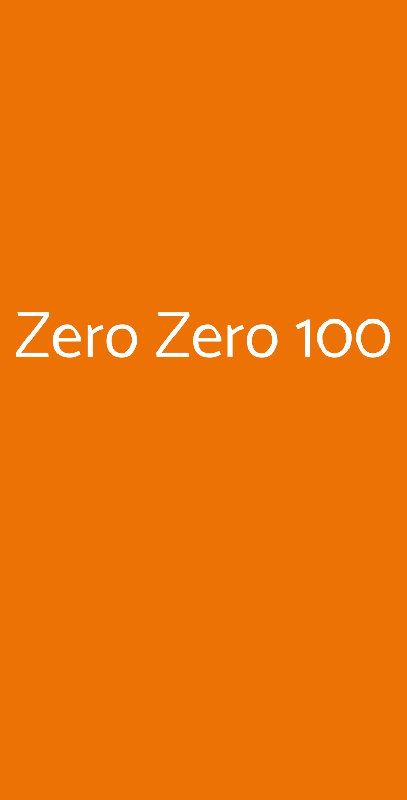 Zero Zero 100 Roma menù 1 pagina