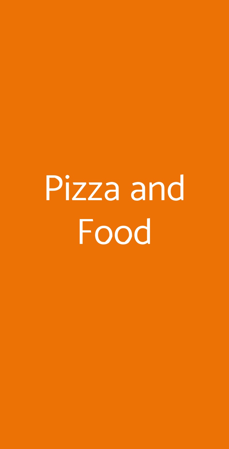 Pizza and Food Milano menù 1 pagina